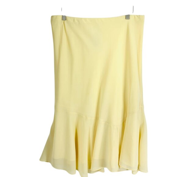 Plus size blouse and skirt set chiffon soft canary yellow SZ 14 top 16 skirt - Picture 4 of 16